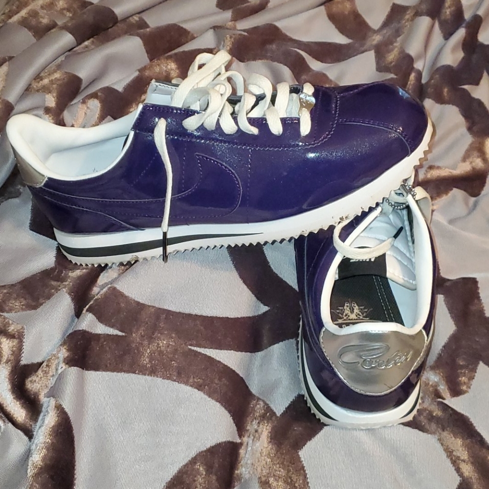 ❤Purple and Silver Cortez Nike Shoes❤